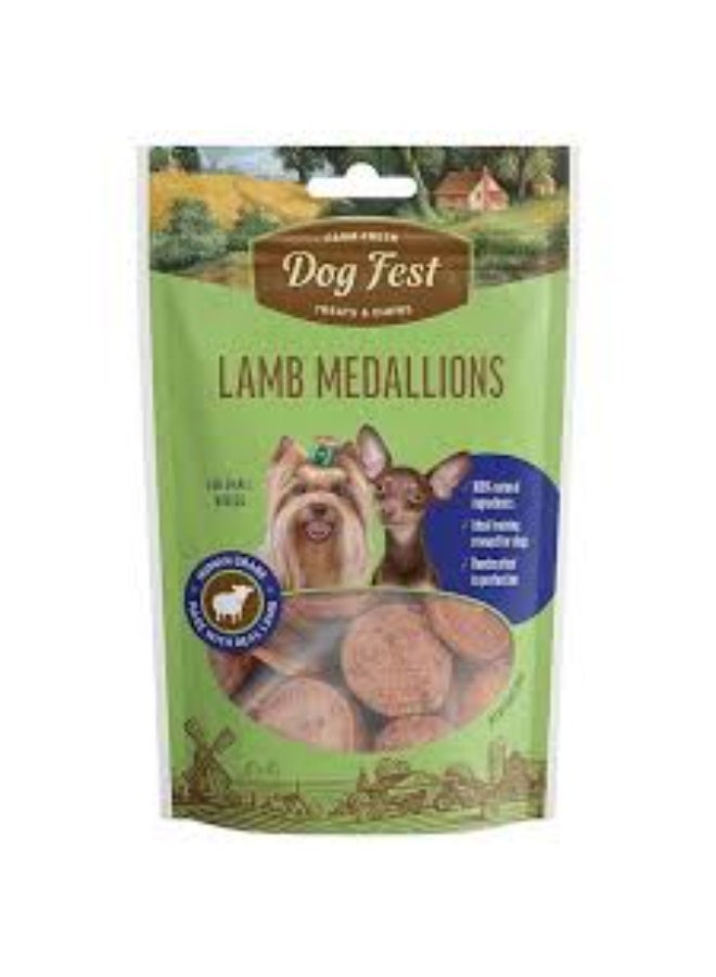 Dog Fest Lamb Medallions for Mini Dogs 55 g Soft Chewy Lamb Treats, High-Protein Natural Snack for Small Breed Adult Dogs From Varmacy - Image 1